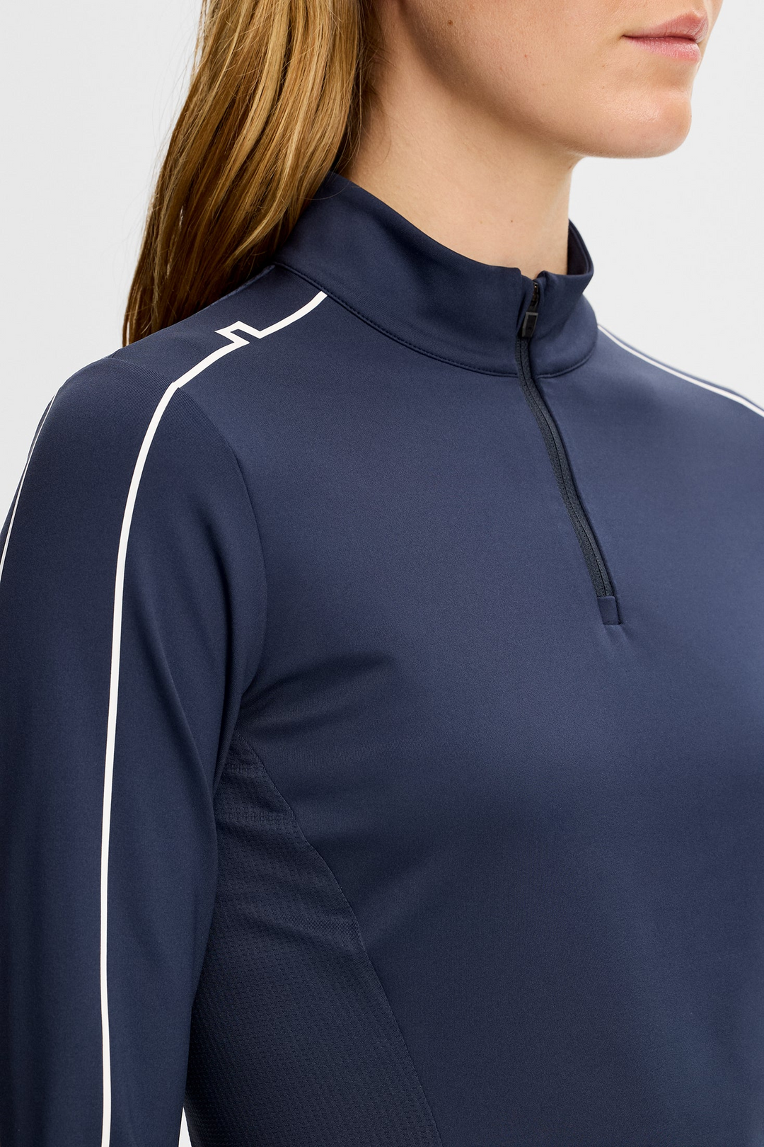 J.Lindeberg Women's Adiola Quarter Zip Mid Layer - NAVY