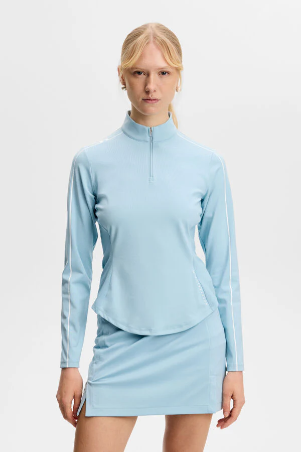 J.Lindeberg Women's Adiola Quarter Zip Mid Layer - FORGET ME NOT