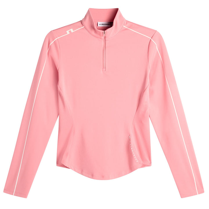 J.Lindeberg Women's Adiola Quarter Zip Mid Layer - FLAMINGO PLUME