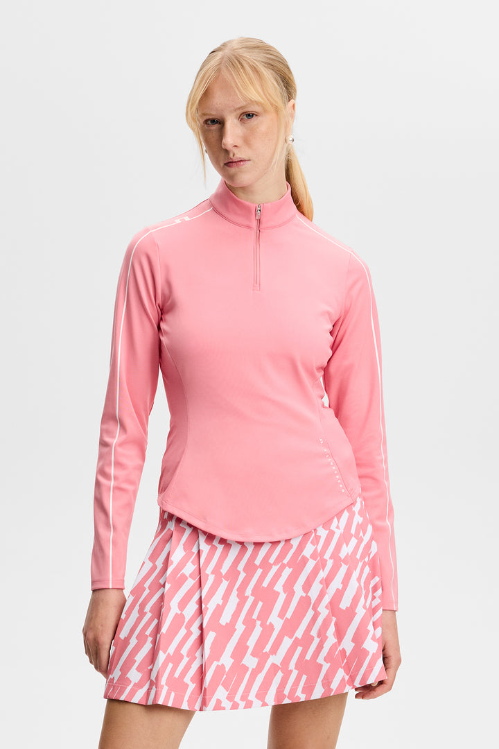 J.Lindeberg Women's Adiola Quarter Zip Mid Layer - FLAMINGO PLUME