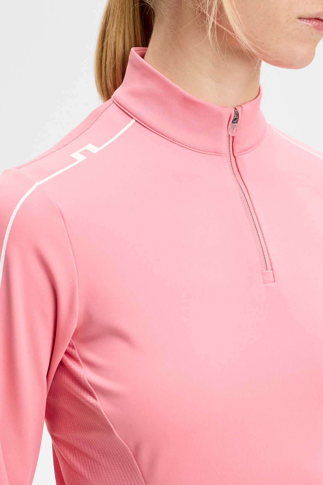 J.Lindeberg Women's Adiola Quarter Zip Mid Layer - FLAMINGO PLUME