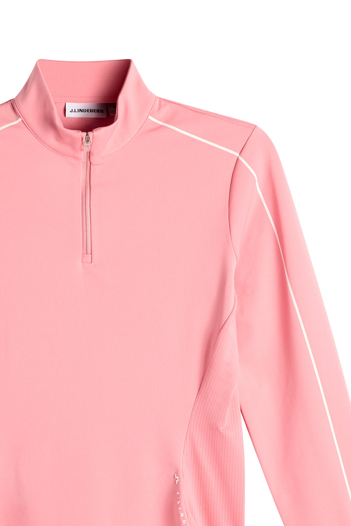 J.Lindeberg Women's Adiola Quarter Zip Mid Layer - FLAMINGO PLUME