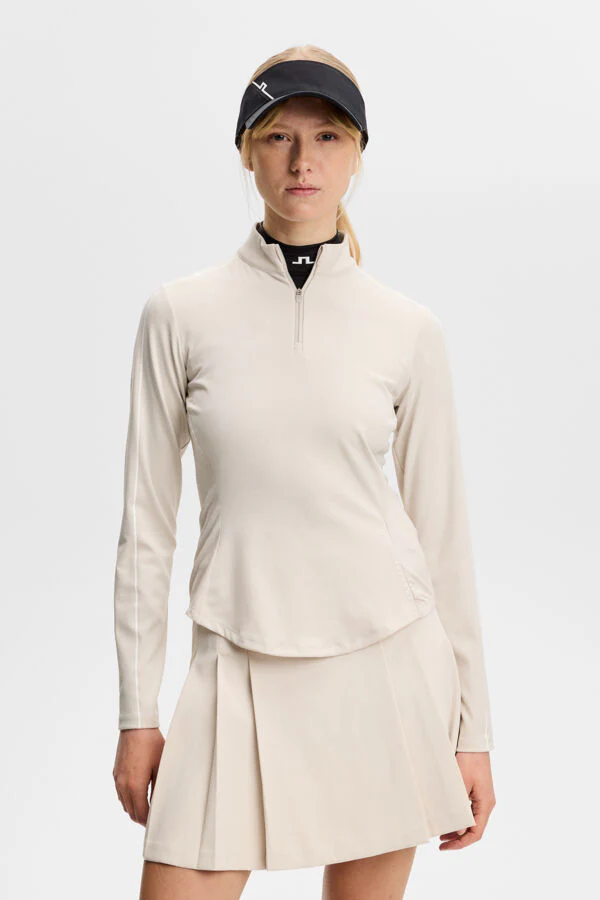 J.Lindeberg Women's Adiola Quarter Zip Mid Layer - MOONBEAM