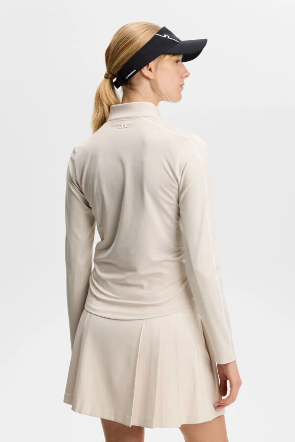 J.Lindeberg Women's Adiola Quarter Zip Mid Layer - MOONBEAM