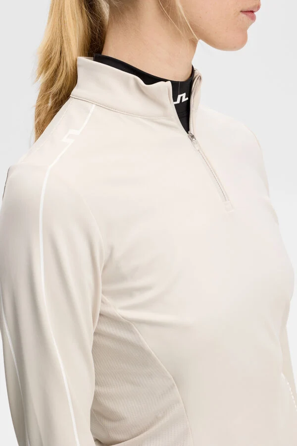 J.Lindeberg Women's Adiola Quarter Zip Mid Layer - MOONBEAM