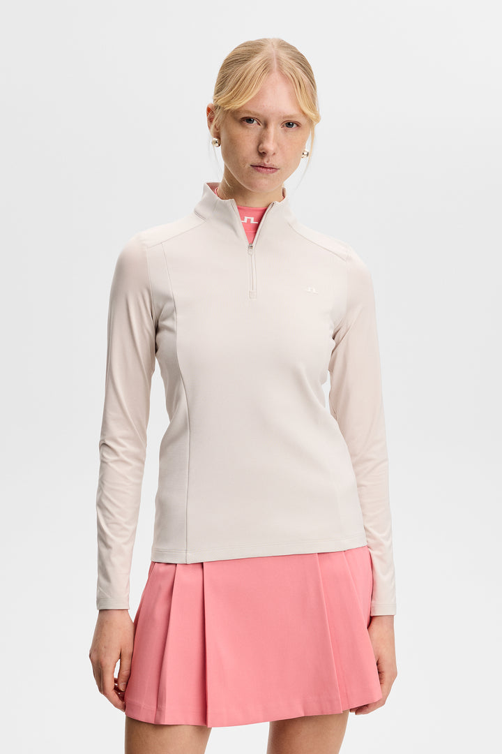 J.Lindeberg Women's Cindy Quarter Zip Mid Layer - MOONBEAM