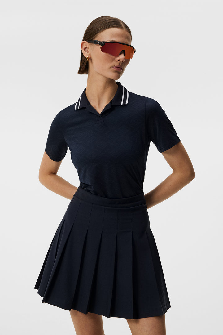 J.Lindeberg Womens Sammy Tech Polo Shirt Short Sleeve - NAVY
