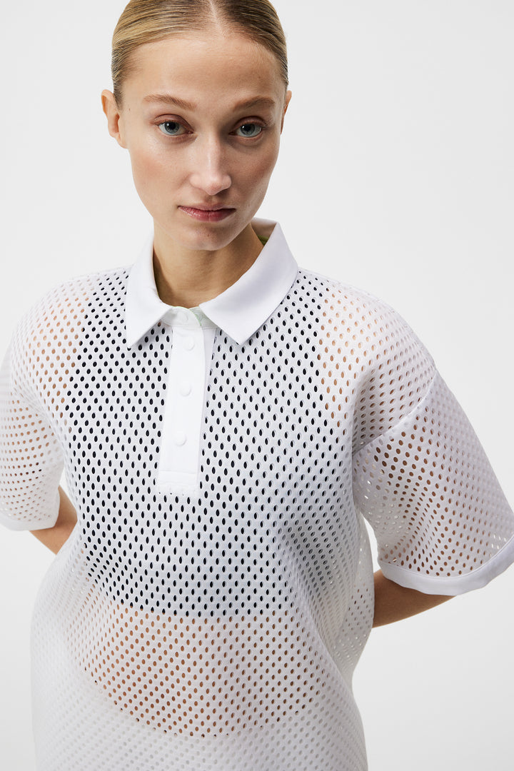 J.Lindeberg Womens Tina Tech Polo Shirt Short Sleeve - WHITE
