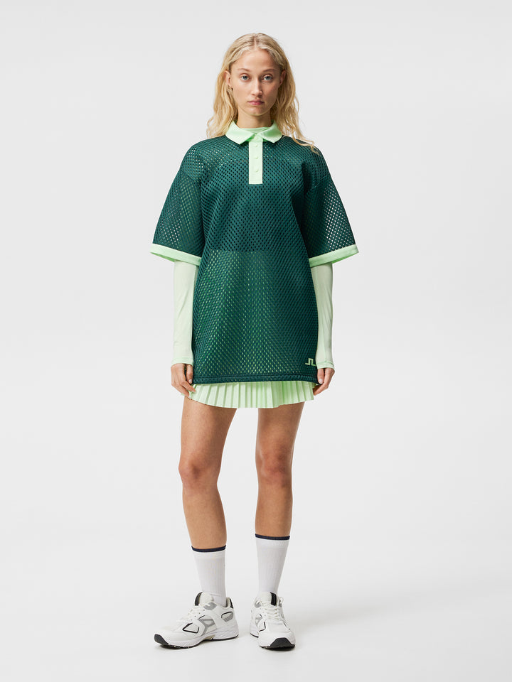 J.Lindeberg Womens Tina Tech Polo Shirt Short Sleeve - RAIN FOREST