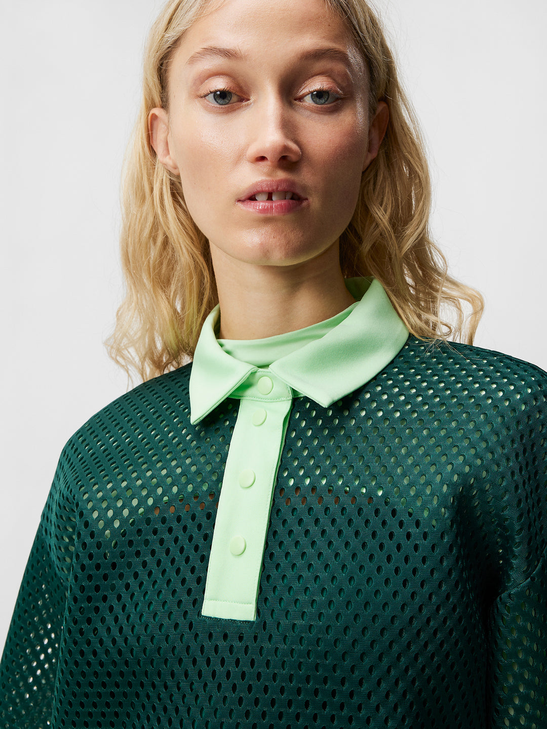 J.Lindeberg Womens Tina Tech Polo Shirt Short Sleeve - RAIN FOREST