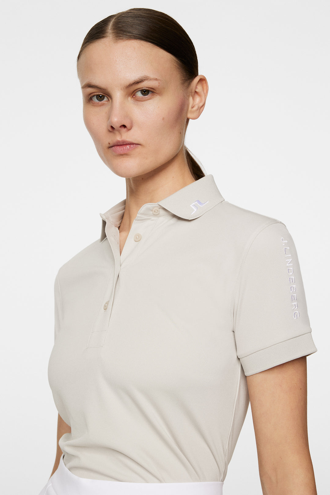 J.Lindeberg Women's TOUR TECH Polo - MOONBEAM