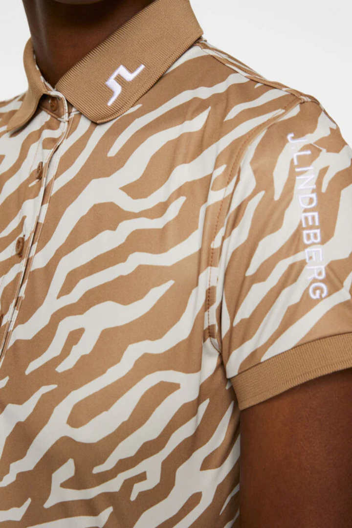 J.Lindeberg Women's TOUR TECH PRINT Polo - TOUR TIGERS EYE