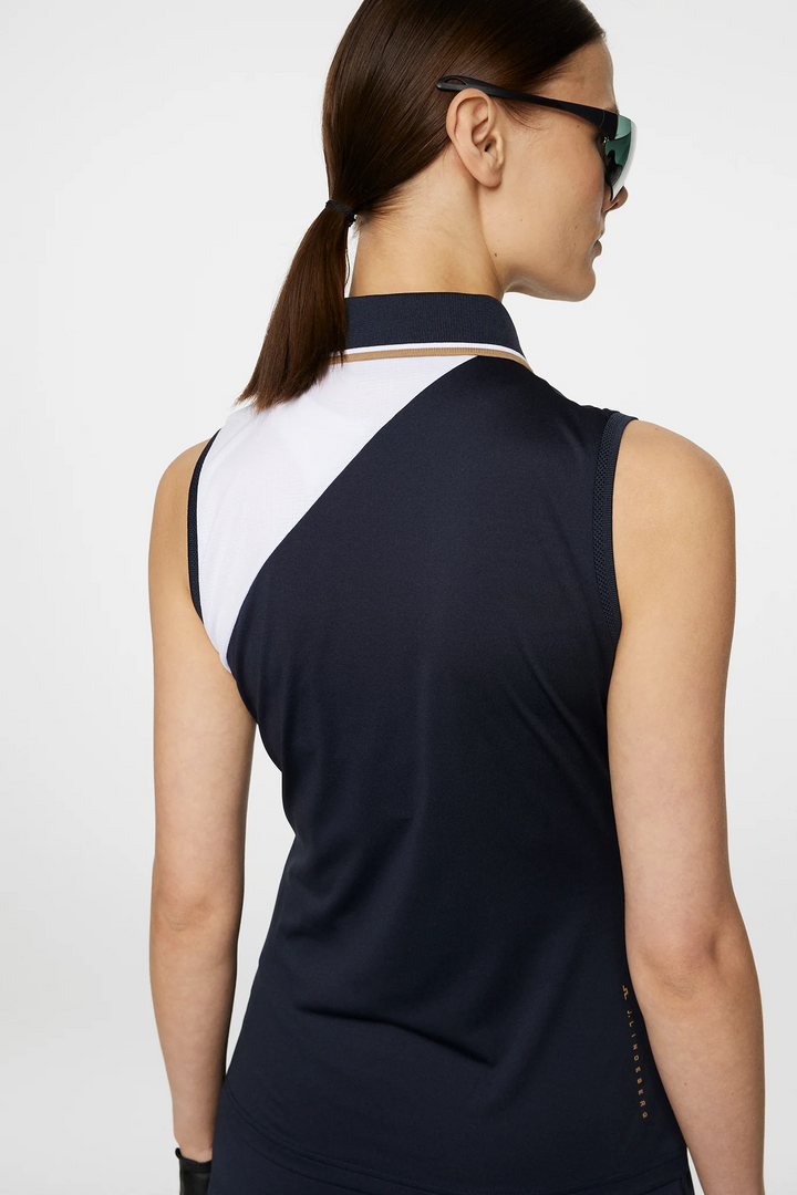 J.Lindeberg Women's SWING Sleeveless Polo - JL NAVY