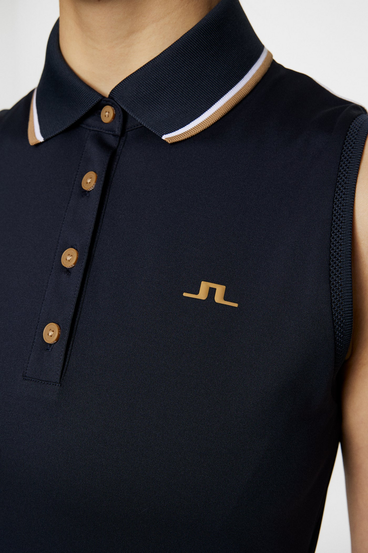 J.Lindeberg Women's SWING Sleeveless Polo - JL NAVY