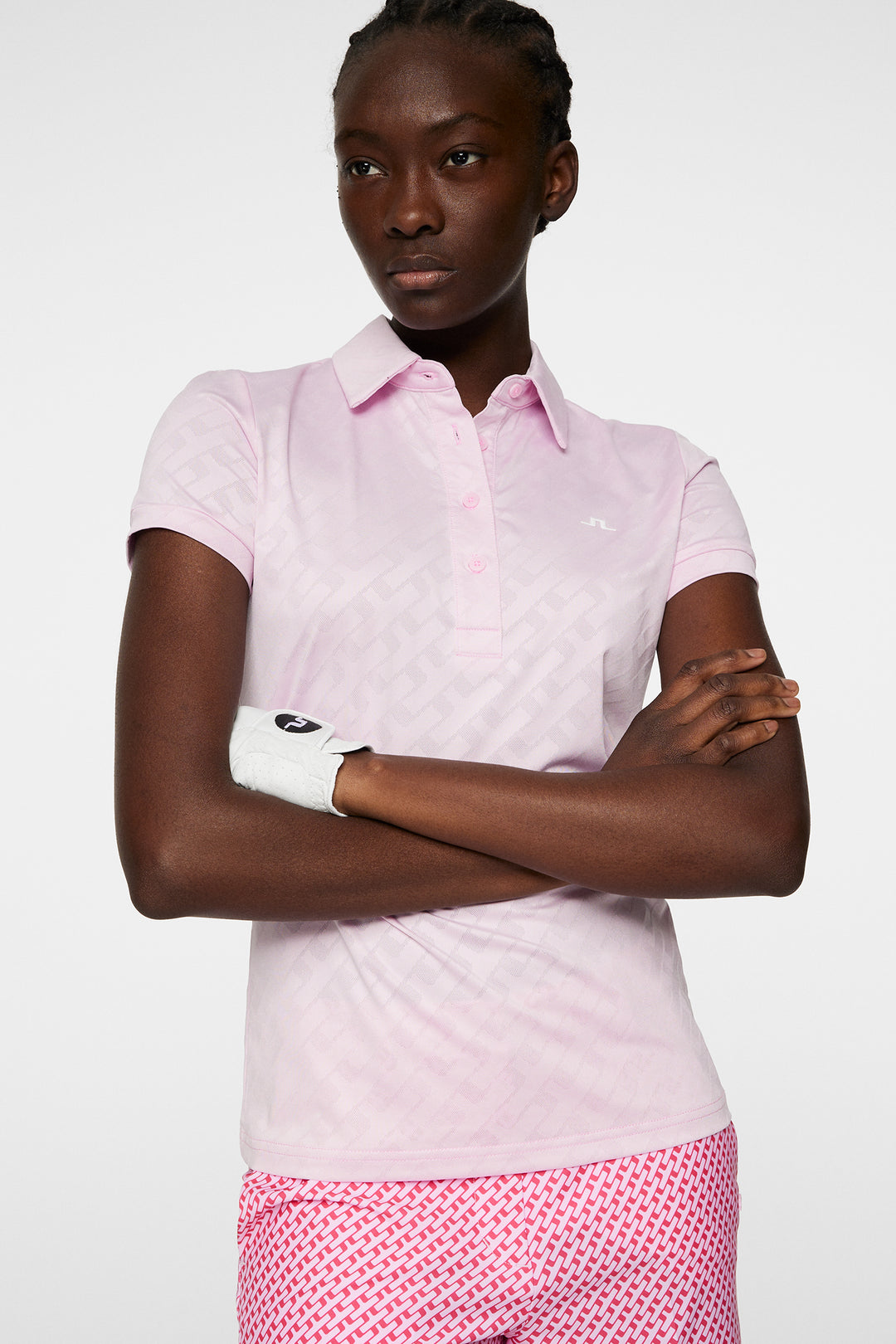J.Lindeberg Women's ALAYA Jacquard Polo - NOSEGAY PINK