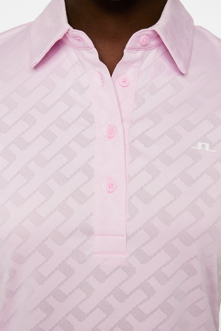 J.Lindeberg Women's ALAYA Jacquard Polo - NOSEGAY PINK