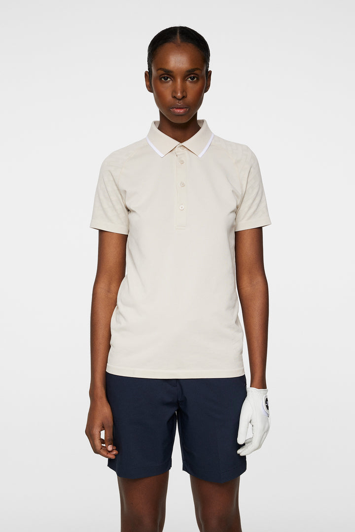 J.Lindeberg Women's BAILEY Seamless Polo - TOUR JACQUARD MOONBEAM