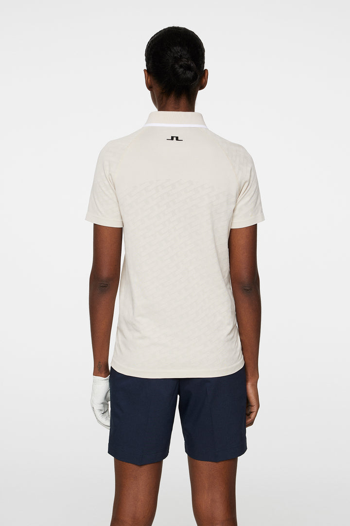 J.Lindeberg Women's BAILEY Seamless Polo - TOUR JACQUARD MOONBEAM
