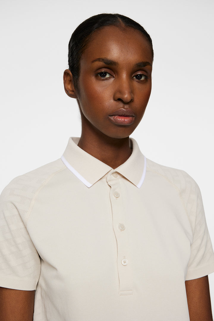 J.Lindeberg Women's BAILEY Seamless Polo - TOUR JACQUARD MOONBEAM