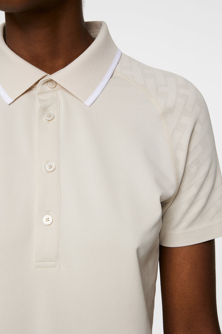 J.Lindeberg Women's BAILEY Seamless Polo - TOUR JACQUARD MOONBEAM