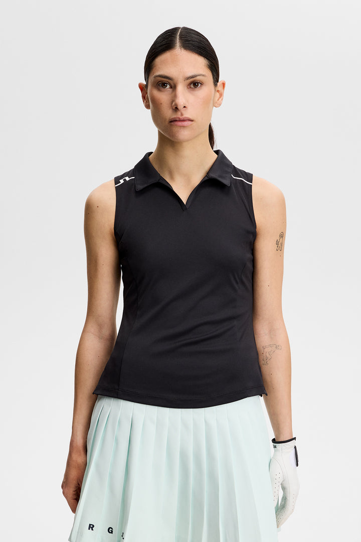 J.Lindeberg Women's Leah Sleeveless Polo - BLACK