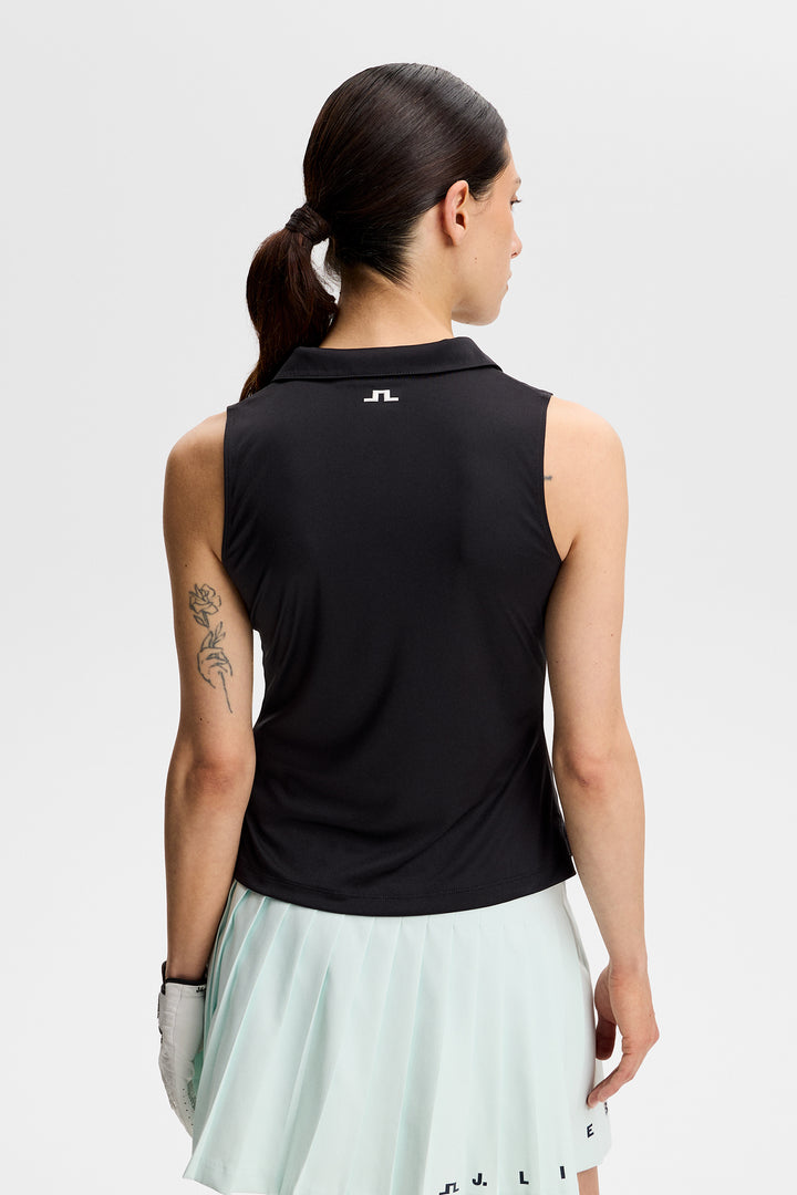 J.Lindeberg Women's Leah Sleeveless Polo - BLACK