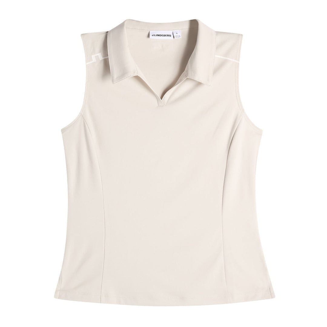 J.Lindeberg Women's Leah Sleeveless Polo - MOONBEAM