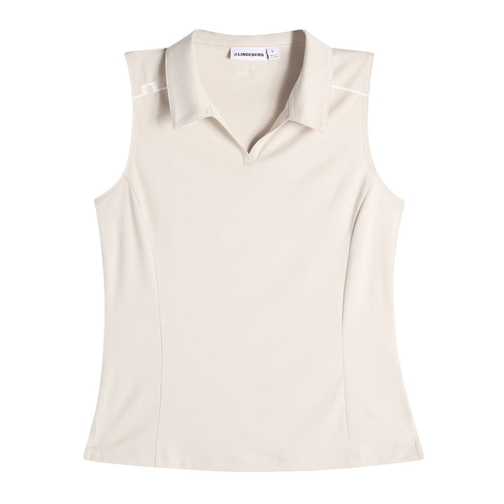 J.Lindeberg Women's Leah Sleeveless Polo - MOONBEAM