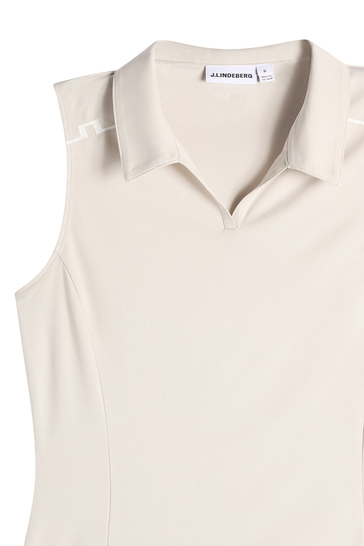 J.Lindeberg Women's Leah Sleeveless Polo - MOONBEAM