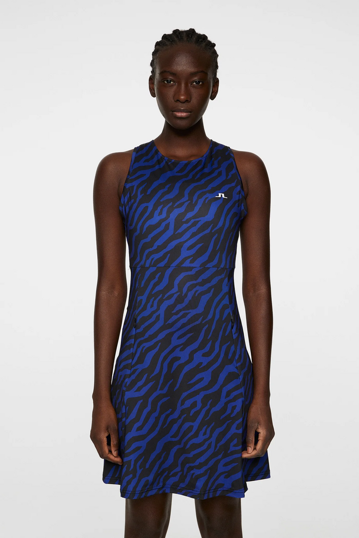 J.Lindeberg Women's CORA PRINT Dress - TOUR TIGER CLEMATIS BLUE
