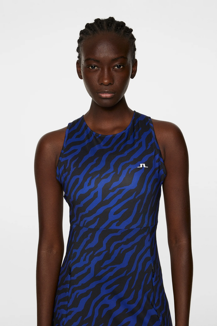 J.Lindeberg Women's CORA PRINT Dress - TOUR TIGER CLEMATIS BLUE