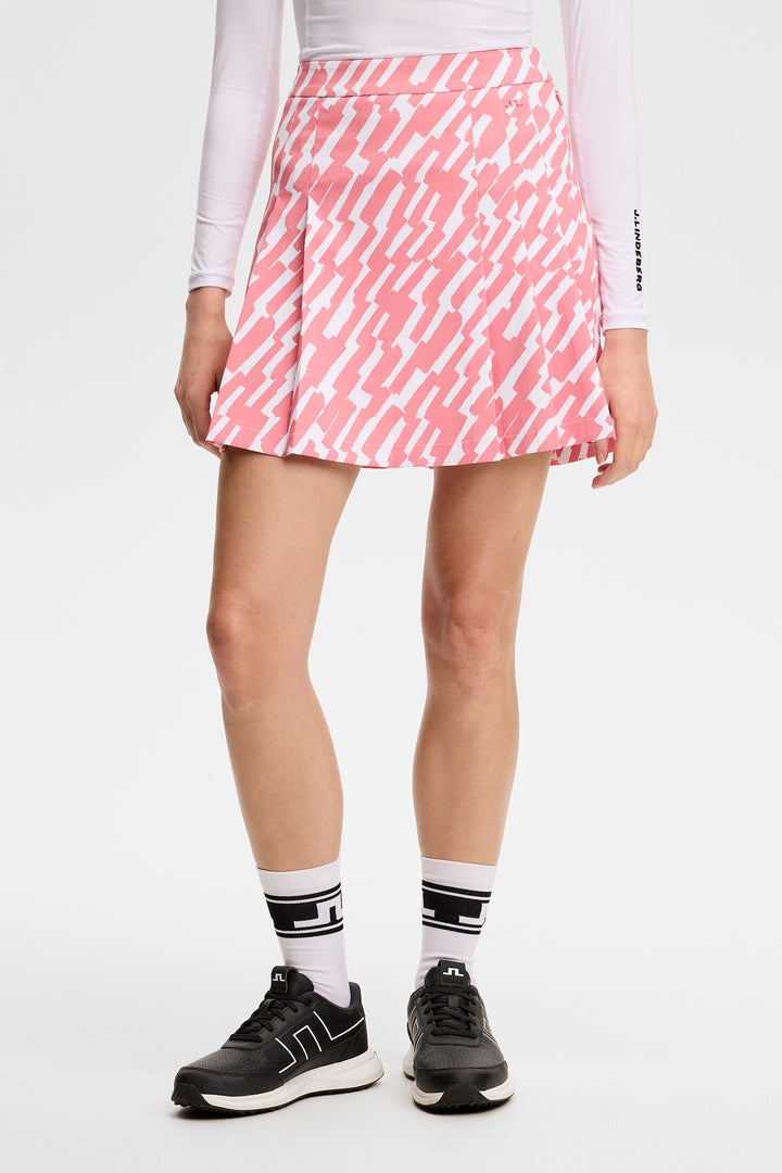 J.Lindeberg Women's Alesia Print Skirt - OAK FLAMINGO