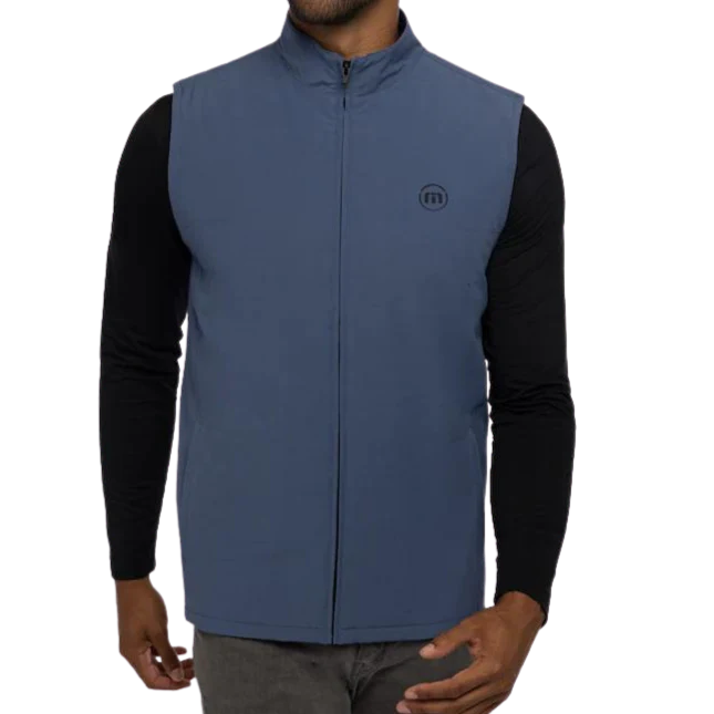 TRAVIS MATHEW FULL ZIP HEATER VEST - VINTAGE INDIGO