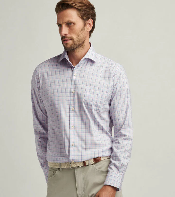 Peter Millar Men's Classic Fit Huron Crown Lite Cotton Stretch Sport Shirt - PALMER PINK