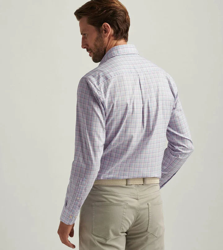 Peter Millar Men's Classic Fit Huron Crown Lite Cotton Stretch Sport Shirt - PALMER PINK