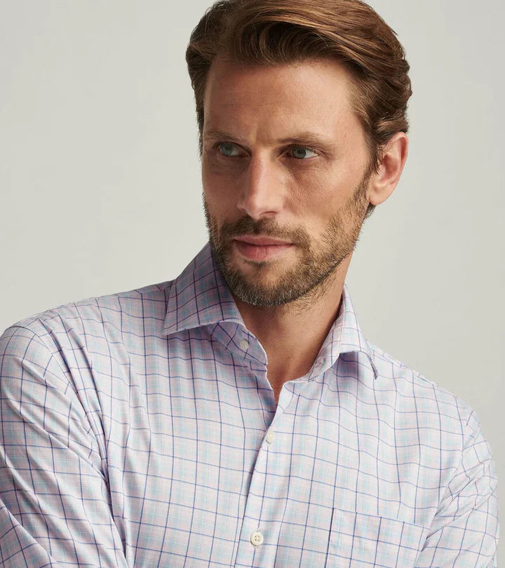 Peter Millar Men's Classic Fit Huron Crown Lite Cotton Stretch Sport Shirt - PALMER PINK