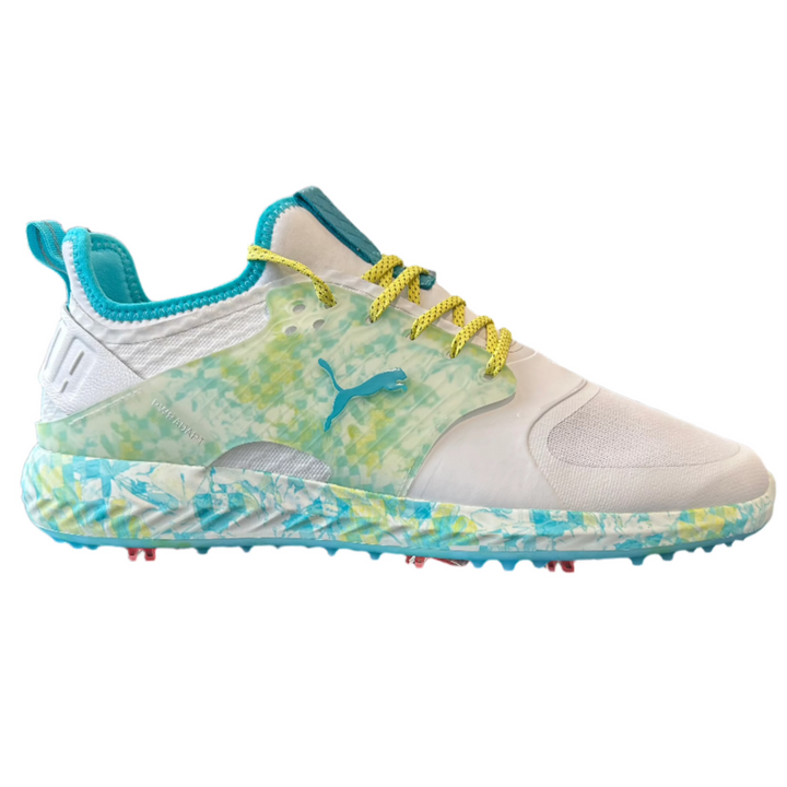 Puma Men's TOUR LTD EDITION PROTOTYPE- IGINITE PWRAdapt Caged DIGI FLORAL - WHITE /SCUBA BLUE / CELANDINE