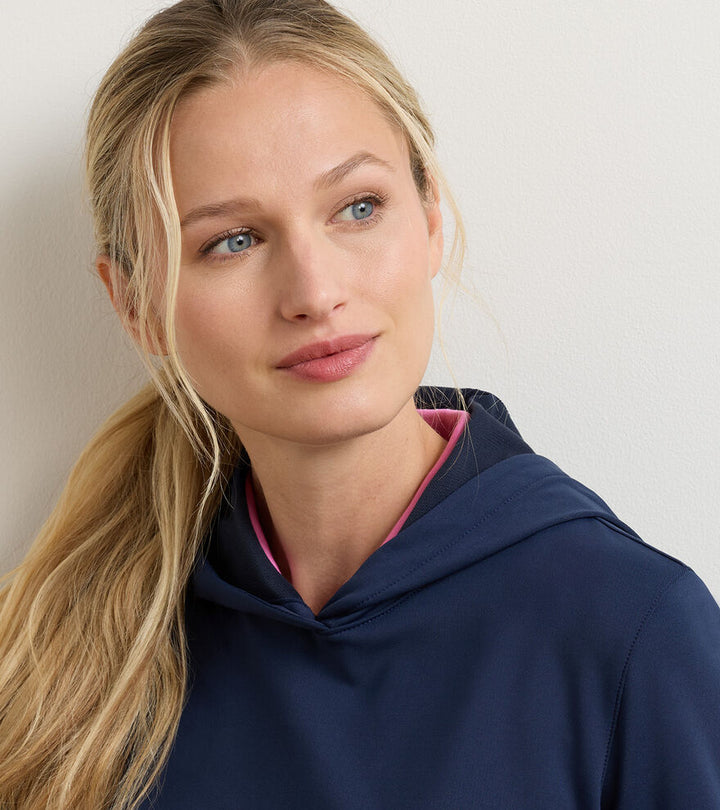 Peter Millar Womens Pine Performance Hoodie - NAVY