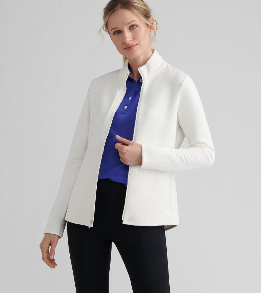 Peter Millar Women's Lumi-Knit Performance Full Zip - IVORY