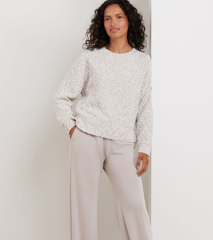 Peter Millar Womens Flora Knit Jacquard Crewneck - PEBBLE