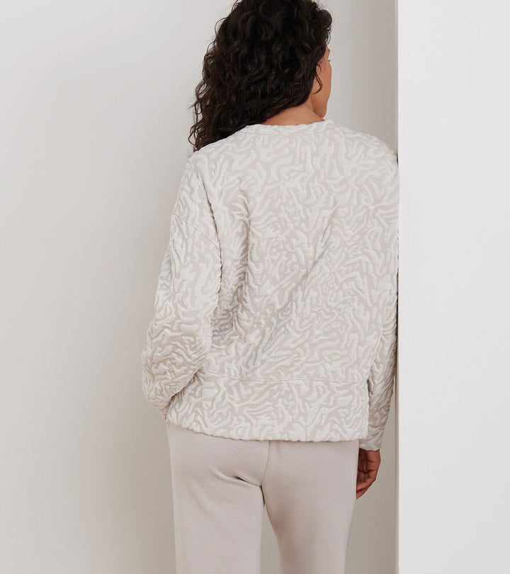 Peter Millar Womens Flora Knit Jacquard Crewneck - PEBBLE