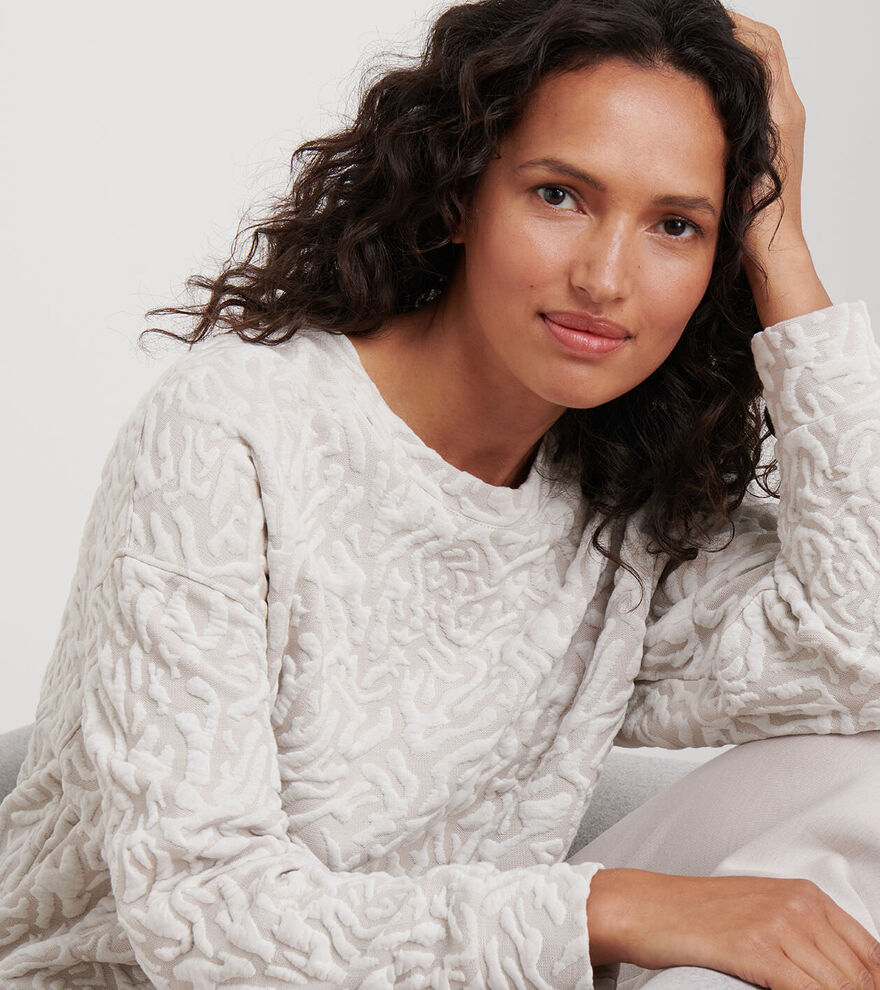 Peter Millar Womens Flora Knit Jacquard Crewneck - PEBBLE