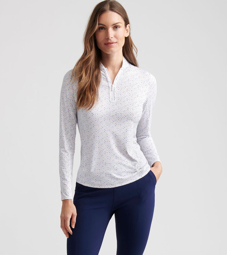 Peter Millar Womens Final Touch Lightweight Long Sleeve Zip Sun Shirt - MULTI COLOR