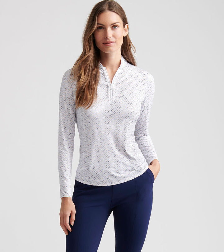 Peter Millar Womens Final Touch Lightweight Long Sleeve Zip Sun Shirt - MULTI COLOR