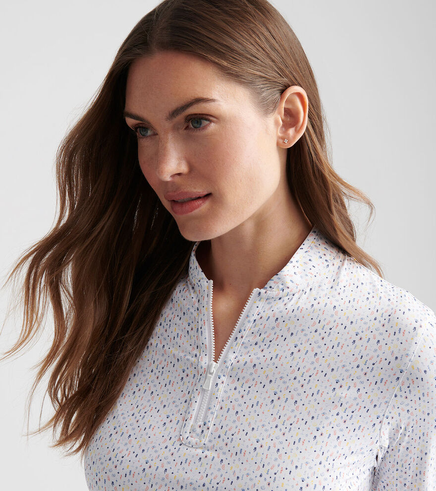 Peter Millar Womens Final Touch Lightweight Long Sleeve Zip Sun Shirt - MULTI COLOR