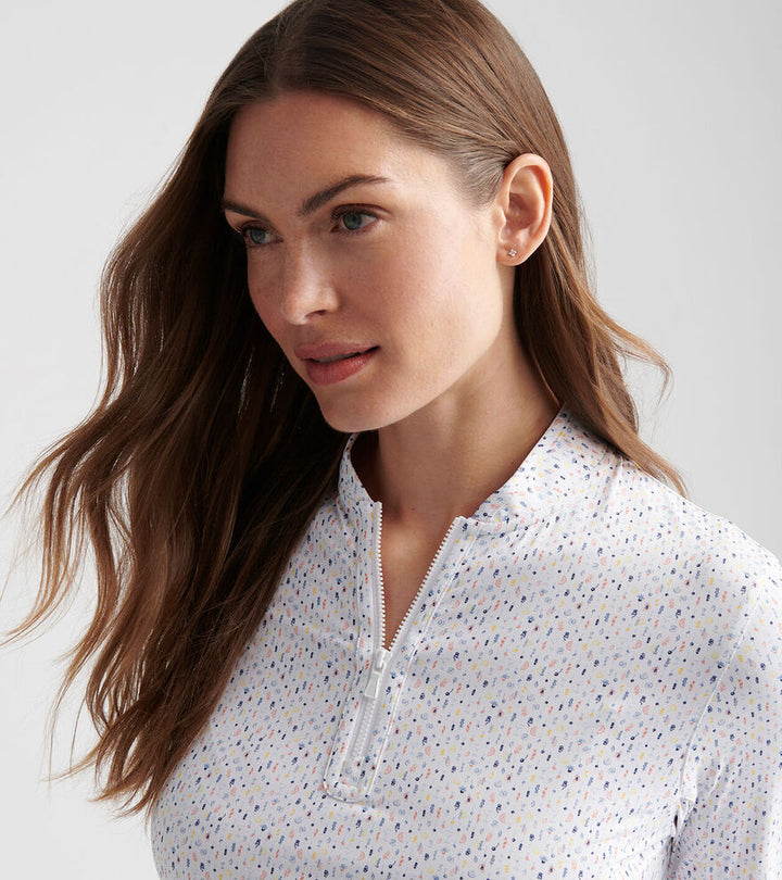 Peter Millar Womens Final Touch Lightweight Long Sleeve Zip Sun Shirt - MULTI COLOR
