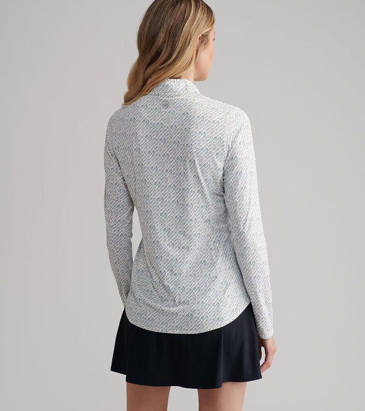 Peter Millar Womens Social Club Lightweight Zip Sun Shirt - IVORY