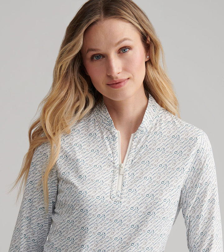 Peter Millar Womens Social Club Lightweight Zip Sun Shirt - IVORY