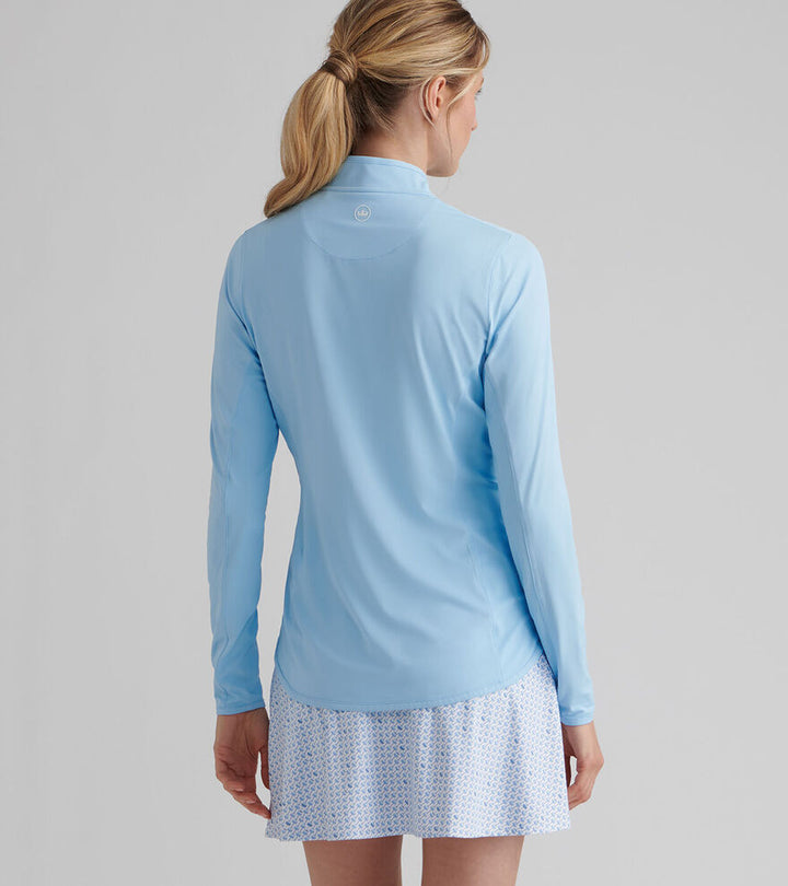 Peter Millar Womens Lightweight Long Sleeve Zip Sun Shirt - BLUE SOUND