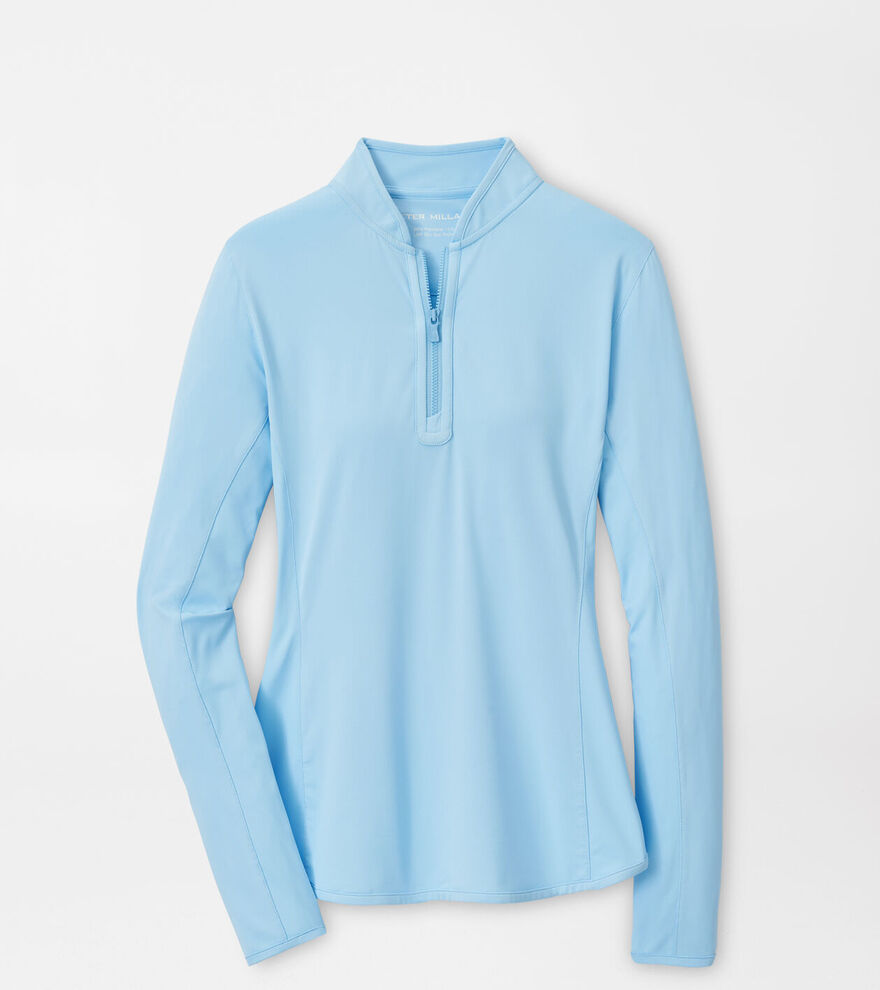 Peter Millar Womens Lightweight Long Sleeve Zip Sun Shirt - BLUE SOUND